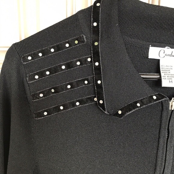 Corducci Sweater Jacket SzM Black Long Sleeve Rhinestones Pre-Owned - Picture 3 of 11